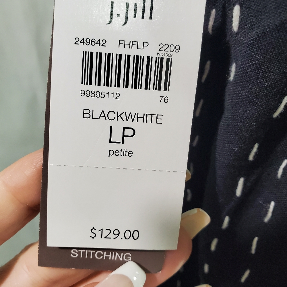 J. Jill Pure Jill Easy A-line Maxi Dress Black/White Lagenlook Cotton Boho Belt - Picture 9 of 15